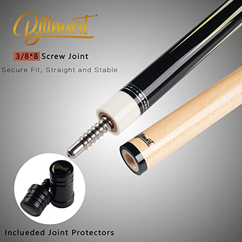 Billmart Pool Cue Stick, Low Deflection Shaft Billiard Cue Sticks with Hard Case, Pool Table Sticks Queue, 19-21 oz Pool Que - color: Brown, size: 21 oz