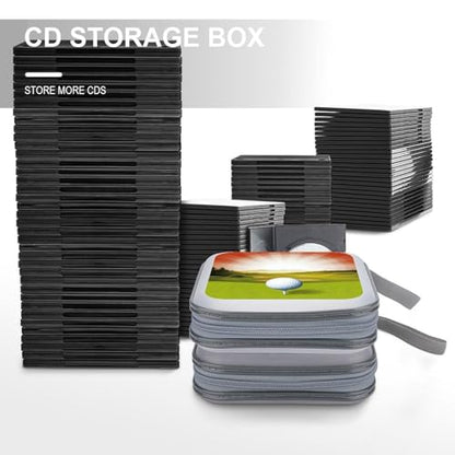 Golf Sport CD Case Holder Hard Plastic DVD Disc Storage Case Holder DVDs Wallet Holders with Zipper Disc Cases Storage Binder CD/DVD Case Wallet for Car Home Office Travel