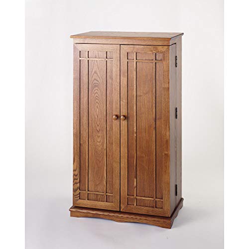 Leslie Dame Solid Oak Multimedia Storage Cabinet with Classic Mission Style Doors, Dark Oak - color: Dark Oak