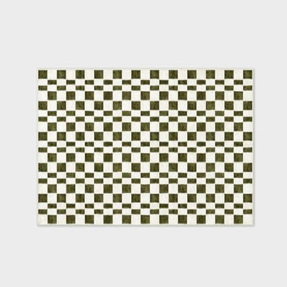 EVERGRACE Checkered Plaid Area Rug 5x7, Soft Faux Wool, Washable Christmas & Holiday Rug for Living Room, Bedroom, Hallway, Kitchen, Dining Room and Laundry, Olive Green - color: Olive Green, size: 5' x 7' (Rectangular)
