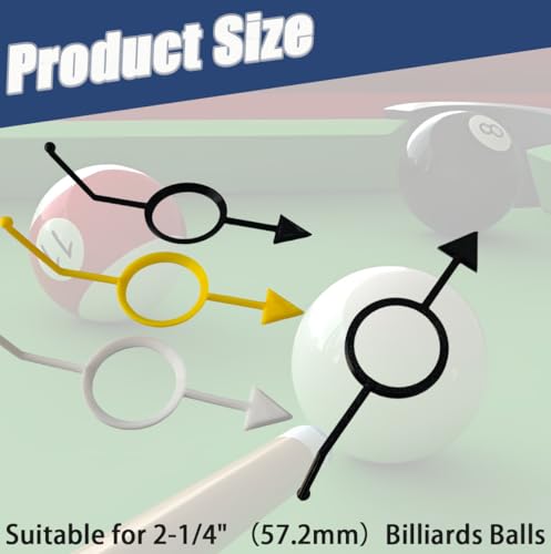 3PCS Billiards Aiming Aid, Cue Shot Aiming Aid for 2-1/4" Balls, Training Pool Ball Aid, Billiard Angle Trainer, Improve Your Pool Skills (Black, White, Yellow)