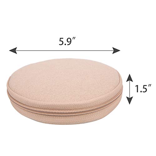 ELEZAY Small CD Case Round Felt 20 Capacity CDs Storage Wallet DVD Disc Holder, Beige - color: B-Beige