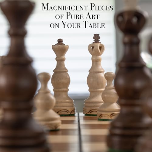 Wegiel Legate Luxury Wooden Chess Set for Adults and Kids - 18 Inch Handcrafted from Premium Beech and Birch Wood - Unique Folding Design with Chess Piece Storage - color: Legate