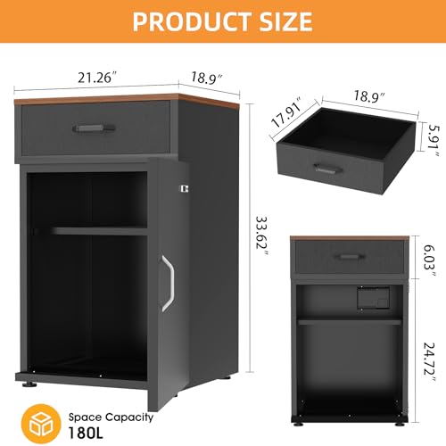 180L 3D Printer Filament Storage Cabinet with Dehumidifier(60W drying power, <8W avg. consumption| Industrial Sealed Dehumidifying Stand Cabinet Holds 40 Rolls -Compatible with PLA/ABS/TPU/PETG - color: Black