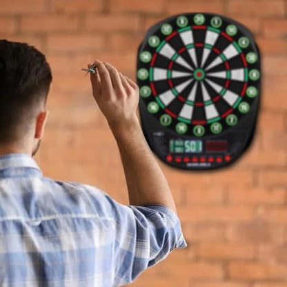 WIN.MAX Electronic Dart Board Soft Tip Dartboard Set LED Displays 3 Languages with 12 Darts 100 Tips Power Adapter - color: RED/GREEN WITH LIGHTS