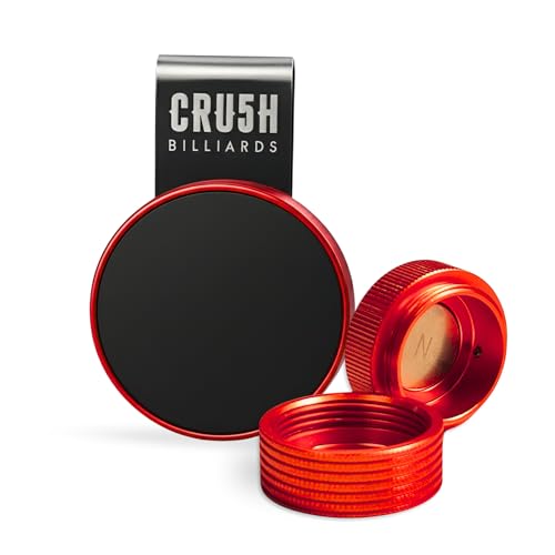 Magnetic Chalk Holder with Lid & Belt Clip – Round Billiard Pool Cue Chalk Holder with Strong Magnet, Portable Snooker Chalk Case for Players - color: Red