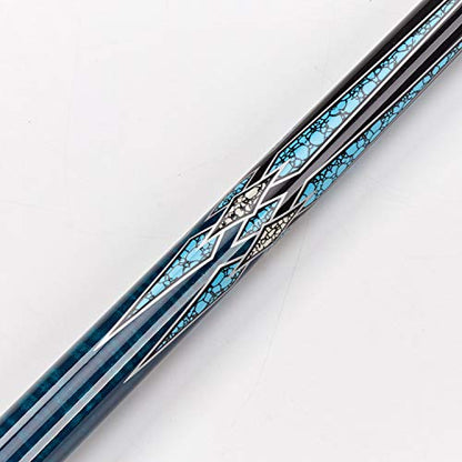 Collapsar CXT Pool Cue with Soft Case,Black with Cream Points and Turquoise,Wrapless Handle 58Inch Professional Pool Stick - color: Blue handle, size: 20 ounce