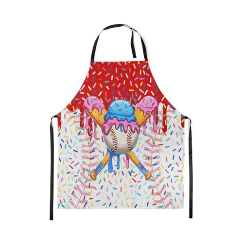 Manfei Baseball Ice Cream Kids Kitchen Apron - color: Red