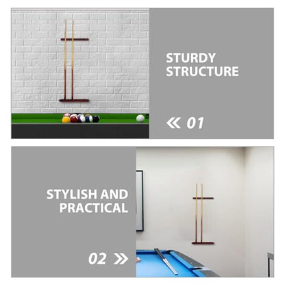 POPETPOP 2 Sets Wall Mounted Wooden Pool Stick Rack 6-hole Billiard Cue Organizer Stand Burgundy for Home Bar Snooker Cue Display Holder