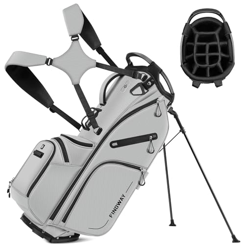 Findway 14 Way Golf Stand Bag, Lightweight Golf Bag with Stand for Men Women, Golf Club Carry Bag with Dual Strap, Rain Cover, Multiple Pockets, Golf Ball Holder - color: Gray