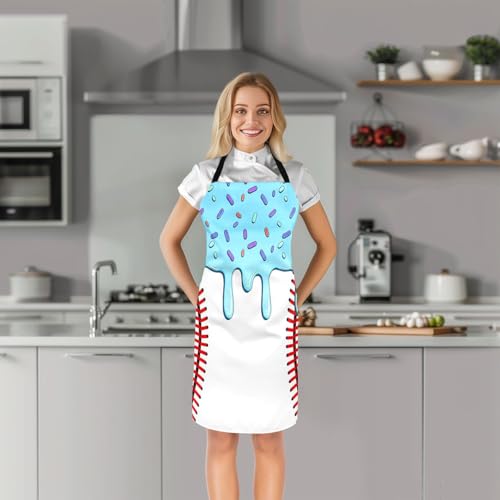 Castle Fairy Ice Cream Drip Baseball Kids Kitchen Apron - color: Sky Blue