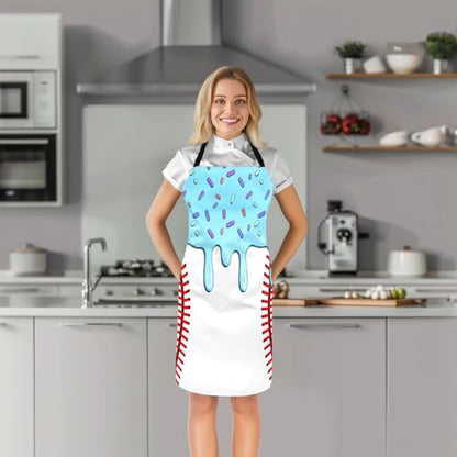 Castle Fairy Ice Cream Drip Baseball Kids Kitchen Apron - color: Sky Blue