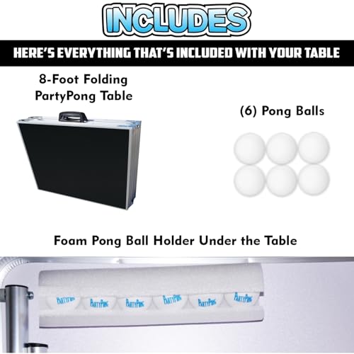 8-Foot Regulation Folding Beer Pong Table w/Beer Pong Balls & Optional Cup Holes, LED Lights, Custom Graphic (Choose Your Model) - size: Black - 8 Foot Table, style: Base Model