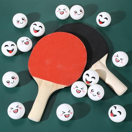 24 Pcs Novelty Table Tennis Balls 3 Special Emotion Face Cute Table Tennis Balls Accessories for All Golfers Birthday Fun Gift Game Art Pet - color: white