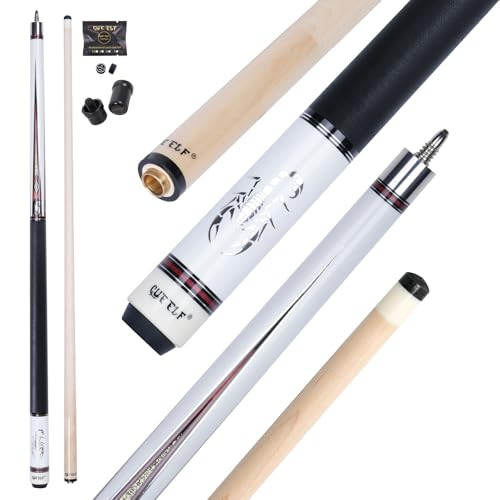 CUEELF Pool Cue Stick for Adults Professional Low Deflection Shaft Billiard Stick 12.5mm Tip Canadian Maple Pool Cue Stick with Titanium Alloy Joint - color: SCO-X-WHITE, size: 21 oz