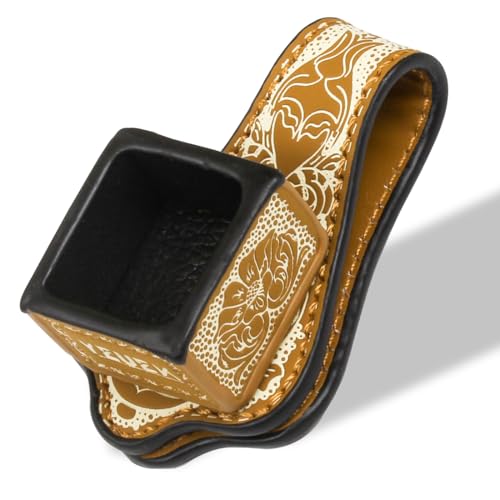Leather Magnetic Chalk Holder,Portable Pool Cue Chalk Holder with Fixed Clip,Silent Chalk Holder Pool Billiards,Pool Cue Chalk Case for Square Pool Billiards Pool Table Accessories - color: Yellow