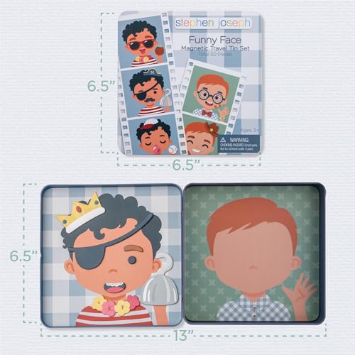 Stephen Joseph, Funny Faces 50 pc Magnetic Travel Play Set – Fun Game for Families, Ideal for Ages 3+ – Travel Game for Kids with Travel Tin, Animal - color: Animal