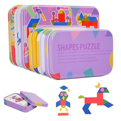 Wooden Tangrams Pattern Blocks, Elephant Style - color: Multicolored1