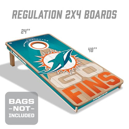 YouTheFan NFL 2' x 4' Slogan Series Professional Wood Cornhole Game - color: Miami Dolphins