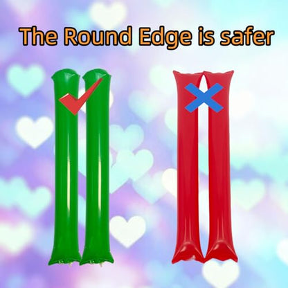 48pcs Round Head Boom Sticks Thunder Sticks Cheering Sticks Team Spirit Plastic Cheerleading Spirit Stick Clapper Inflatable Noise Maker Sports Supply (Green) - color: Green