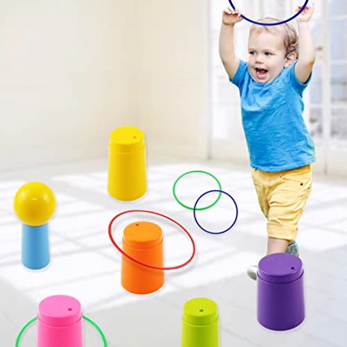Plastic Game Set with Colourful Hoop Cone Carnival Game Set Kid Throwing Toy for Party Activity Supply 10PCS