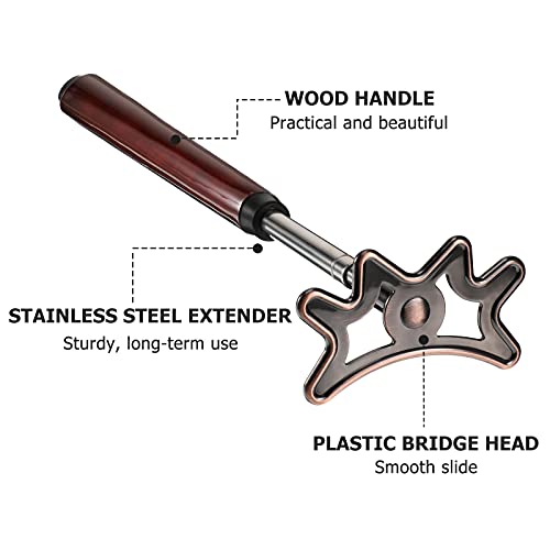 Sumind Retractable Pool Bridge Stick - Adjustable Billiards Cue Bridge with Removable Head, Wooden Handle & 5 Position Slots, Portable Pool Table Accessories for Home, Club & Tournament(Brown) - color: Brown