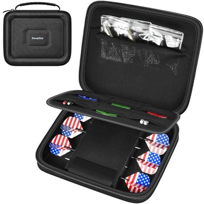 casmilee Dart Cases Hold 6 Soft Tip and Steel Darts Set, Dart Holder Bag Storage Organizer with 6 Built-in Pockets Hold Flights, Tips and Shafts Accessories (Box Only)