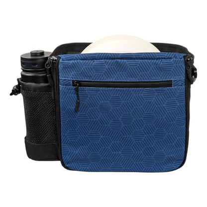 Latitude 64 Slim HEX Shoulder Bag | Lightweight Disc Golf Bag with Putter Pocket | Durable HEX Pattern Nylon Material | Compact Storage for Casual Rounds & Practice | Holds Up to 8 Discs - color: Navy