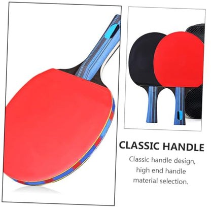 KESYOO Double Side Table Tennis Paddle Set with Short Handles Balls Carry Bag Non Slip Grip Rubber for Strong Speed Beginner Friendly Pingpong Rackets for Indoor and Outdoor Play
