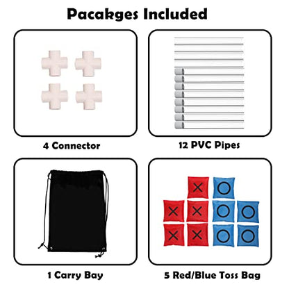 Outdoor Games Giant Tic Tac Toe Games, Yard Lawn Games with Light Glow in Dark for Family Adults and Kids