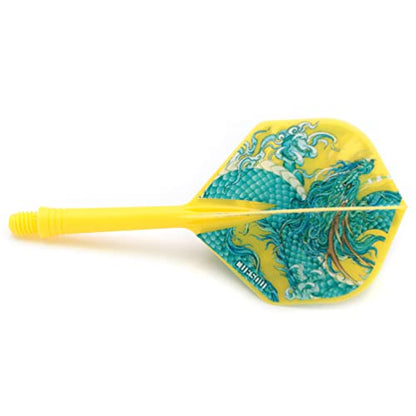 CUESOUL Integrated Dart Shaft and Flights with Four Mythological Symbols Design-Size M 28mm - color: White-Azure Dragon