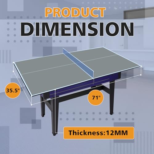 6 * 3ft Ping Pong Conversion Top, Ping Pong Table Conversion Tops, Foldable Portable Table Tennis Table Top, Table Tennis Conversion Top for Home Office, Ping Pong Top for Pool Table, Grey Mid-Size
