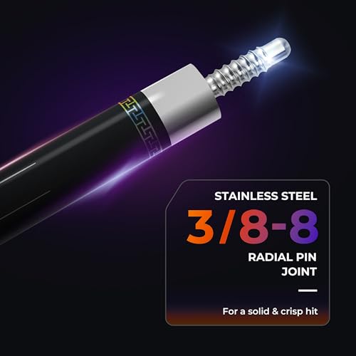 Carbon Fiber Pool Cue Stick with Case, 2pieces 58inch Low Deflection Professional Cue Stick for Billiards, Pro Taper Carbon Fibre Shaft with Genuine Leather Wrap and 12.5mm Tip (19oz-20oz) - color: Style4