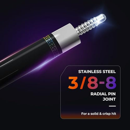 Carbon Fiber Pool Cue Stick with Case, 2pieces 58inch Low Deflection Professional Cue Stick for Billiards, Pro Taper Carbon Fibre Shaft with Genuine Leather Wrap and 12.5mm Tip (19oz-20oz) - color: Style4