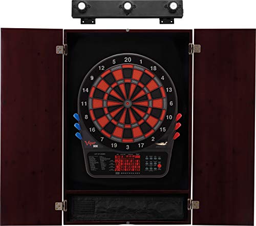 Viper 800 Electronic Dartboard, Metropolitan Espresso Cabinet, Laser Throw Line & Shadow Buster Dartboard Light Bundle - color: Mahogany, style: No Throw Line