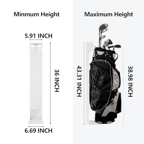Wall Mount Golf Bag Storage Rack - Wall Mount Rack for Garage, Club Dock for Golfing Bag | Space Saving | Easy Install & Use - color: White
