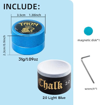 TAOM Pool Chalk Holder Round Shaped Practical Tool Billiards Accessories Magnetic Mini Chalk Tip Case Container Round Box Billiards - color: 5-Blue Holder with 2.0Chalk