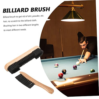2pcs Pool Table Brush Set Wooden Cleaning Tool with Durable Pe Bristles for Billiard Table Dust Removal Includes Surface and Rail Brushes