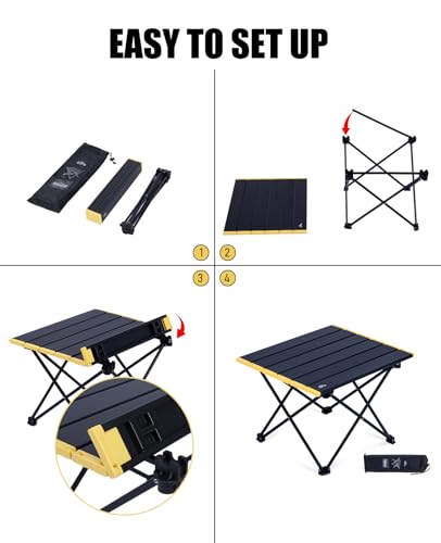 iClimb Ultralight Compact Camping Folding Table with Carry Bag (Nature- S) - color: Nature, size: Small