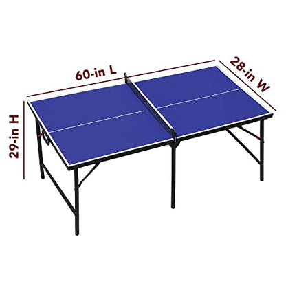 Hathaway BG2305 Crossover 60-in Folding Portable Table Tennis Table – Perfect Small Space Solution, Blue, 60"