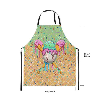 Manfei Baseball Ice Cream Kids Kitchen Apron - color: Grass Green