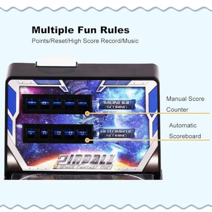 Electronic Tabletop Pinball Machine for Family Kids, Classic Pinball Toy with Lights Sounds and Scorer, Pinball Ball Shooting Game, Retro Arcade Machine Puzzle Pinball Game