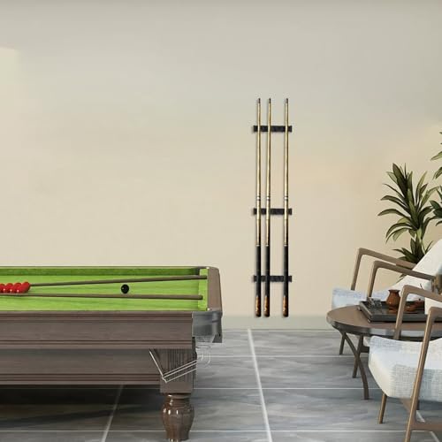 Cabilock 3pcs Pool Cue Holder Rack with Adhesive Backing, 4-cue Wall Mounted Billiards Stick Rack for Game Room and Club Cue Storage