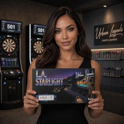IgnatGames Soft Tip Darts Set for Electronic Dartboards, 9 Pack 18g Stainless Steel, Multi-Zone Grip, 70 Spare Tips, Magnetic Case & Companion App - color: 18g LA Starlight