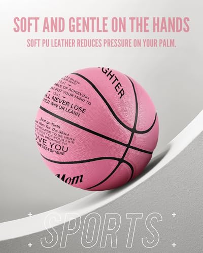 KAAYEE Engraved Basketball for Grandson, Engraved Basketball for Son from Mom Dad, Personalized 29.5" Basketballs Gifts, Custom Christmas Birthday Graduation Back to School Gift for Son from Mom Dad - color: Pink-Mom to Daughter
