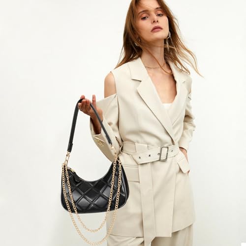 KKXIU Shoulder Bag for Women Cute Hobo Purses and Handbags Retro Clutch Underarm Purse | Cute - color: Qblack