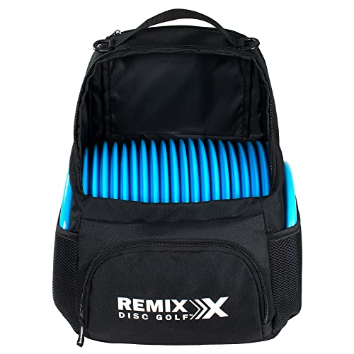 Remix Double Chain Blue Disc Golf Basket with Starter Backpack and 3 Disc Set