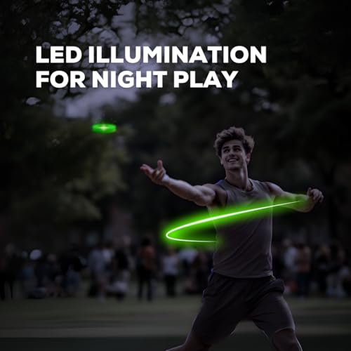 Gravity Disc NightFlights (2 Pack) – Glow in the Dark Mini Flying Disc for Nighttime Outdoor Fun | Ultra-Fast Throw Toy for Kids, Teens & Adults | Trick Shots, Backyard Games, Pocket-Sized Travel Toy