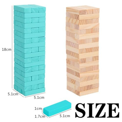54PCS Wooden Stacking Tumbling Tower Game, Natural Wood Blocks for Adults, Classic Tabletop Party Game for Game Night, Office Stress Relief, Travel Friendly (Natural Wood) - color: Natural Wood