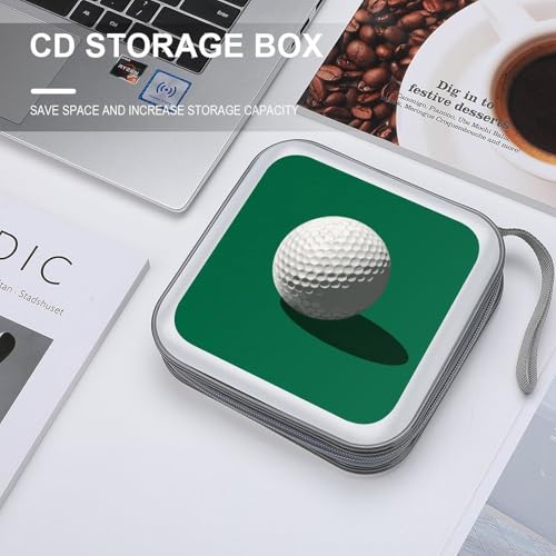 Simple Golf Ball on Green CD Case DVD Storage Case Portable for Car Home Travel
